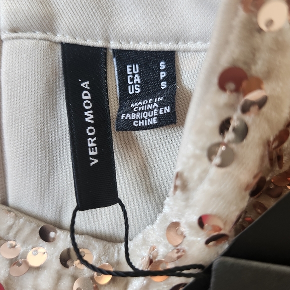 BNWT Vero Moda Sz S Tan Sequin Gold Cowl Neck Bodycon Party Coktail Dress - Picture 5 of 7
